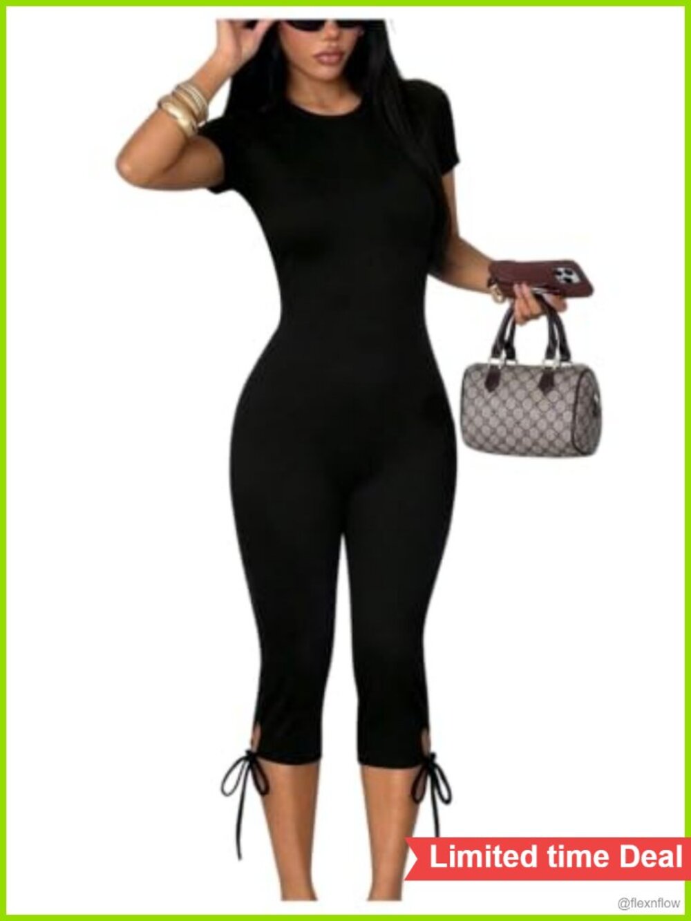 Verdusa Women's Bow Capri Jumpsuit Backless One Piece Romper Slim Fit
